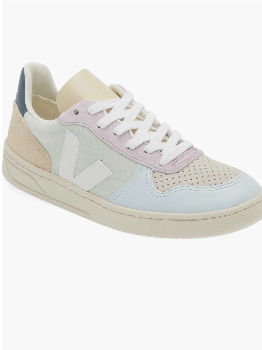 Veja V-10 Pastel Multi Leather & Suede Sneaker - Women